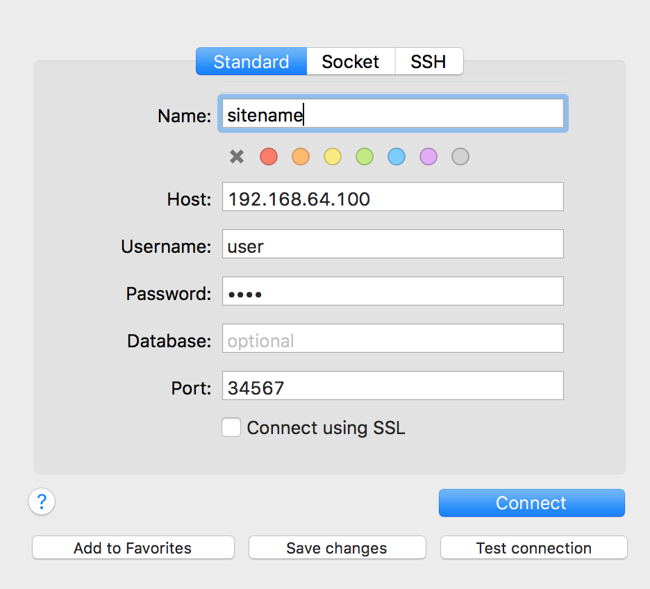 sqlpro connection settings